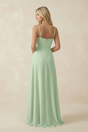 Spaghetti Strap Chiffon A - Line Bridesmaid Dress in Sage - KissProm Bridesmaid Dresses