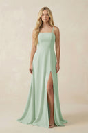 Spaghetti Strap Chiffon A - Line Bridesmaid Dress in Sage - KissProm Bridesmaid Dresses