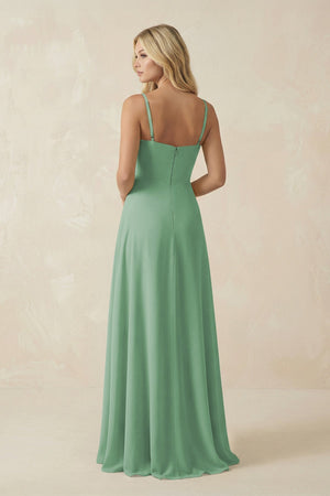 Spaghetti Strap Chiffon A - Line Bridesmaid Dress in Sea Glass - KissProm Bridesmaid Dresses