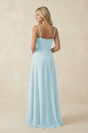 Spaghetti Strap Chiffon A - Line Bridesmaid Dress in Sky Blue - KissProm Bridesmaid Dresses