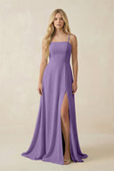 Spaghetti Strap Chiffon A - Line Bridesmaid Dress in Tahiti - KissProm Bridesmaid Dresses