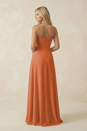 Spaghetti Strap Chiffon A - Line Bridesmaid Dress in Terracotta - KissProm Bridesmaid Dresses
