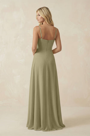 Spaghetti Strap Chiffon A - Line Bridesmaid Dress in Thyme - KissProm Bridesmaid Dresses