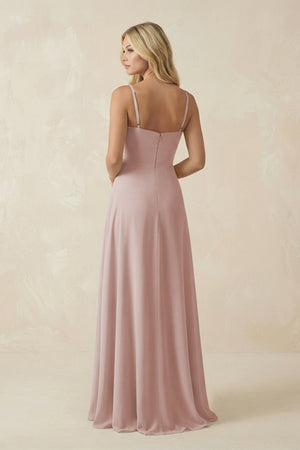 Spaghetti Strap Chiffon A - Line Bridesmaid Dress in Toffee - KissProm Bridesmaid Dresses
