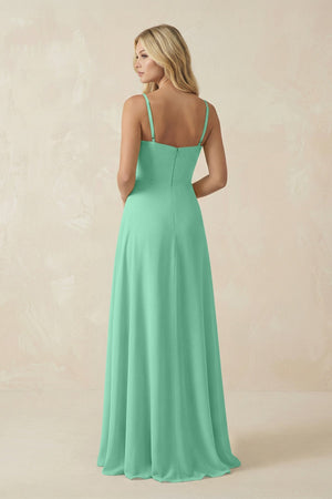 Spaghetti Strap Chiffon A - Line Bridesmaid Dress in Turquoise - KissProm Bridesmaid Dresses