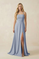 Spaghetti Strap Chiffon A - Line Bridesmaid Dress in Twilight - KissProm Bridesmaid Dresses