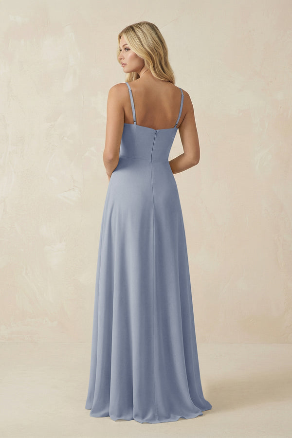 Spaghetti Strap Chiffon A - Line Bridesmaid Dress in Twilight - KissProm Bridesmaid Dresses