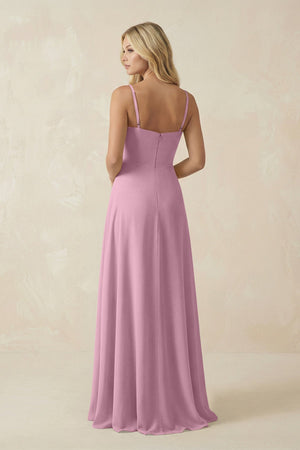 Spaghetti Strap Chiffon A - Line Bridesmaid Dress in Vintage Mauve - KissProm Bridesmaid Dresses