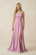 Spaghetti Strap Chiffon A - Line Bridesmaid Dress in Vintage Mauve - KissProm Bridesmaid Dresses