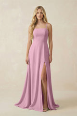 Spaghetti Strap Chiffon A - Line Bridesmaid Dress in Vintage Mauve - KissProm Bridesmaid Dresses