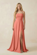 Spaghetti Strap Chiffon A - Line Bridesmaid Dress in Wild Rose - KissProm Bridesmaid Dresses