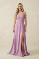 Spaghetti Strap Chiffon A - Line Bridesmaid Dress in Wisteria - KissProm Bridesmaid Dresses