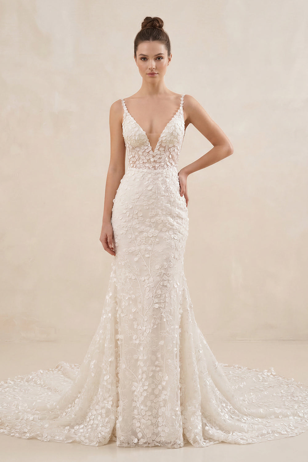 Straps White Lace Mermaid Wedding Dress With Appliques – Wedding Dresses by KissProm | Available at KissProm