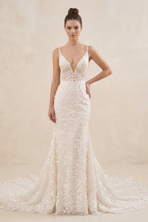 Straps White Lace Mermaid Wedding Dress With Appliques – Wedding Dresses by KissProm | Available at KissProm