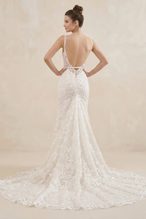Straps White Lace Mermaid Wedding Dress With Appliques – Wedding Dresses by KissProm | Available at KissProm