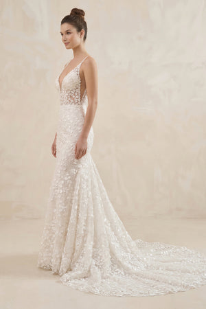 Straps White Lace Mermaid Wedding Dress With Appliques – Wedding Dresses by KissProm | Available at KissProm