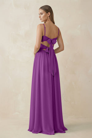 Spaghetti Strap Pleated A - Line Chiffon Bridesmaid Dress in Amethyst - KissProm Bridesmaid Dresses