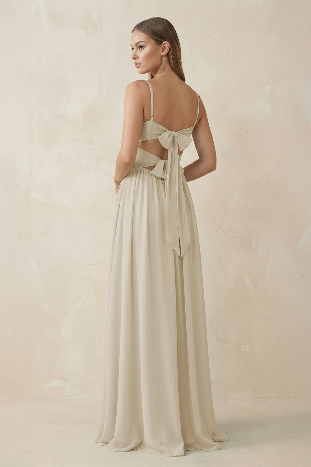 Spaghetti Strap Pleated A - Line Chiffon Bridesmaid Dress in Dove Gray - KissProm Bridesmaid Dresses