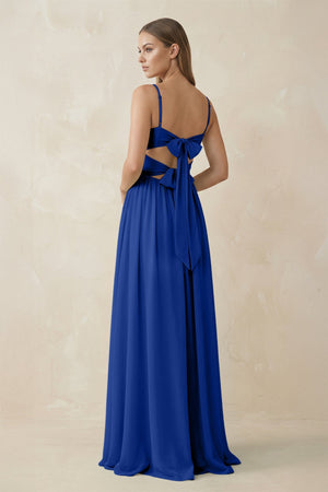 Spaghetti Strap Pleated A - Line Chiffon Bridesmaid Dress in Royal Blue - KissProm Bridesmaid Dresses