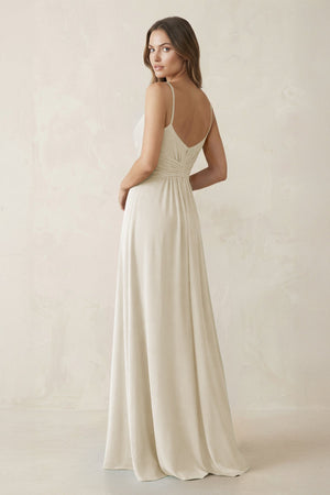 Spaghetti Strap Ruched Chiffon A - Line Bridesmaid Dress in Dove Gray - KissProm Bridesmaid Dresses