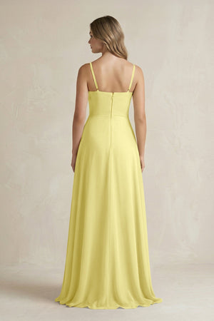 Spaghetti Strap Ruffled A - Line Chiffon Bridesmaid Dress in Buttercup - KissProm Bridesmaid Dresses