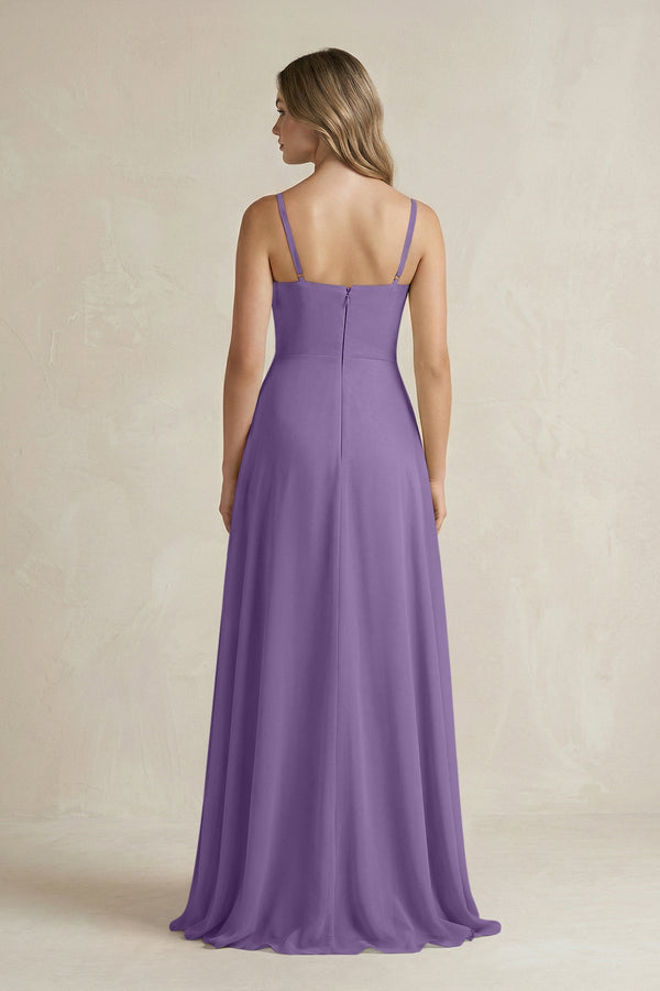 Spaghetti Strap Ruffled A - Line Chiffon Bridesmaid Dress in Tahiti - KissProm Bridesmaid Dresses