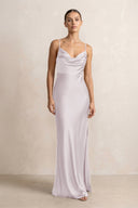Spaghetti Strap Satin Sheath Bridesmaid Dress in Dusk - KissProm Bridesmaid Dresses