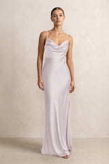 Spaghetti Strap Satin Sheath Bridesmaid Dress in Dusk - KissProm Bridesmaid Dresses