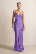 Spaghetti Strap Satin Sheath Bridesmaid Dress in Lilac - KissProm Bridesmaid Dresses