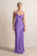 Spaghetti Strap Satin Sheath Bridesmaid Dress in Lilac - KissProm Bridesmaid Dresses