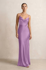 Spaghetti Strap Satin Sheath Bridesmaid Dress in Vintage Mauve - KissProm Bridesmaid Dresses