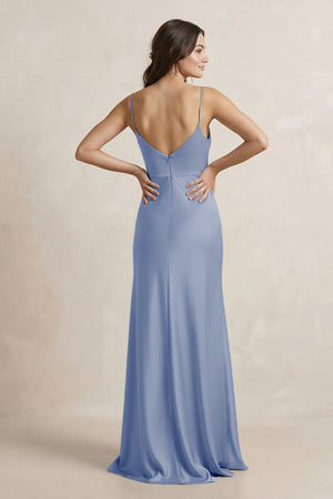 Spaghetti Strap Sheath Satin Bridesmaid Dress in Mist - KissProm Bridesmaid Dresses