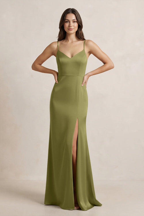 moss satin bridesmaid dress Jodie Dress, in Moss Green Luxe Satin | Show Me Your Mumu main image 1