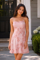 Pink Spaghetti Straps A-Line Embroidered Tulle Homecoming Dress | KISSPROM