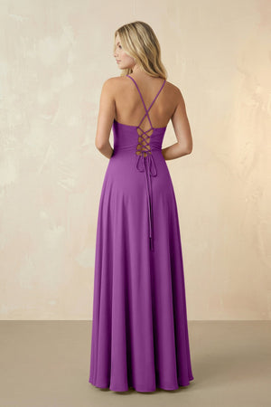 Spaghetti Straps Chiffon A-Line Bridesmaid Dress in Amethyst - KissProm BRIDESMAID DRESSES