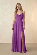 Spaghetti Straps Chiffon A-Line Bridesmaid Dress in Amethyst - KissProm BRIDESMAID DRESSES