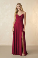 Spaghetti Straps Chiffon A-Line Bridesmaid Dress in Berry - KissProm BRIDESMAID DRESSES
