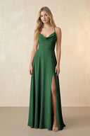 Spaghetti Straps Chiffon A-Line Bridesmaid Dress in Dark Green - KissProm BRIDESMAID DRESSES
