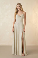 Spaghetti Straps Chiffon A-Line Bridesmaid Dress in Dove Gray - KissProm BRIDESMAID DRESSES