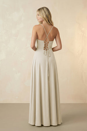Spaghetti Straps Chiffon A-Line Bridesmaid Dress in Dove Gray - KissProm BRIDESMAID DRESSES