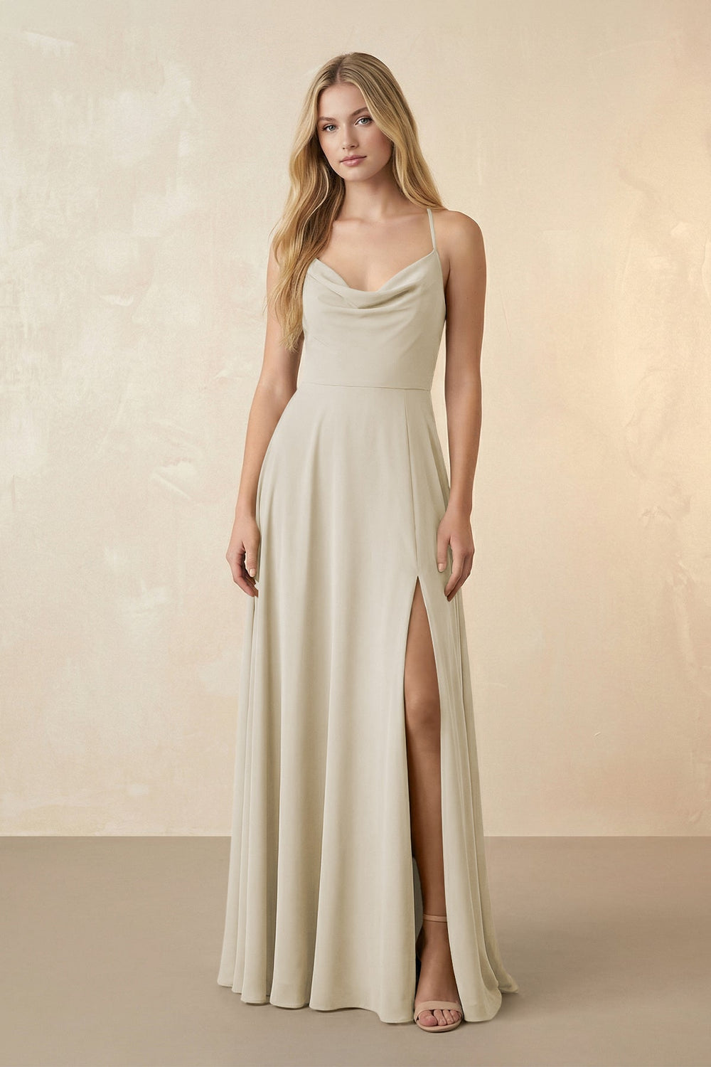 Spaghetti Straps Chiffon A-Line Bridesmaid Dress in Dove Gray - KissProm BRIDESMAID DRESSES