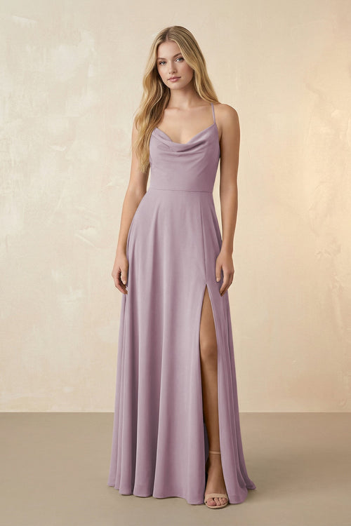 Spaghetti Straps Chiffon A-Line Bridesmaid Dress in Dusk - KissProm BRIDESMAID DRESSES
