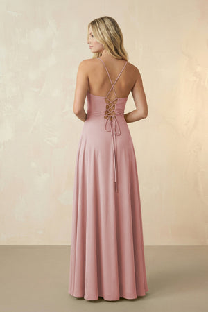 Spaghetti Straps Chiffon A-Line Bridesmaid Dress in Dusty Rose - KissProm BRIDESMAID DRESSES