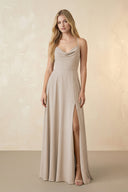 Spaghetti Straps Chiffon A-Line Bridesmaid Dress in Frost - KissProm BRIDESMAID DRESSES