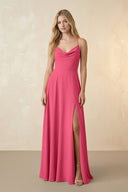 Spaghetti Straps Chiffon A-Line Bridesmaid Dress in Fuchsia - KissProm BRIDESMAID DRESSES