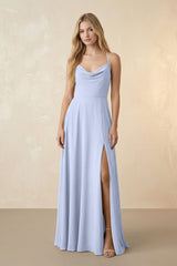 Spaghetti Straps Chiffon A-Line Bridesmaid Dress in Ice - KissProm BRIDESMAID DRESSES