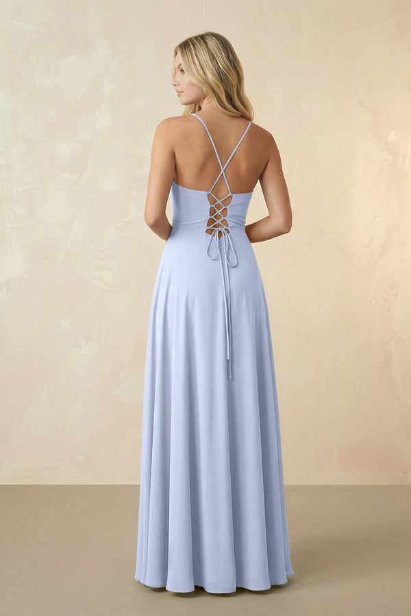 Spaghetti Straps Chiffon A-Line Bridesmaid Dress in Ice - KissProm BRIDESMAID DRESSES