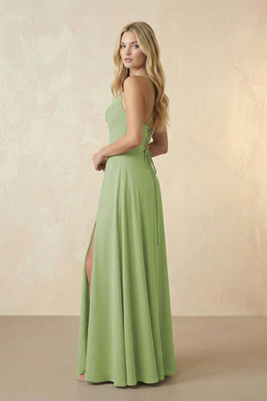 Spaghetti Straps Chiffon A-Line Bridesmaid Dress in Matcha - KissProm BRIDESMAID DRESSES
