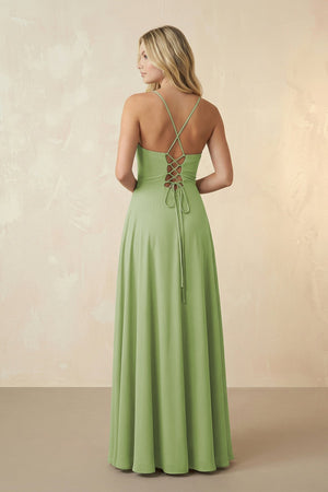 Spaghetti Straps Chiffon A-Line Bridesmaid Dress in Matcha - KissProm BRIDESMAID DRESSES