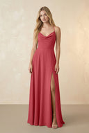 Spaghetti Straps Chiffon A-Line Bridesmaid Dress in Merlot - KissProm BRIDESMAID DRESSES